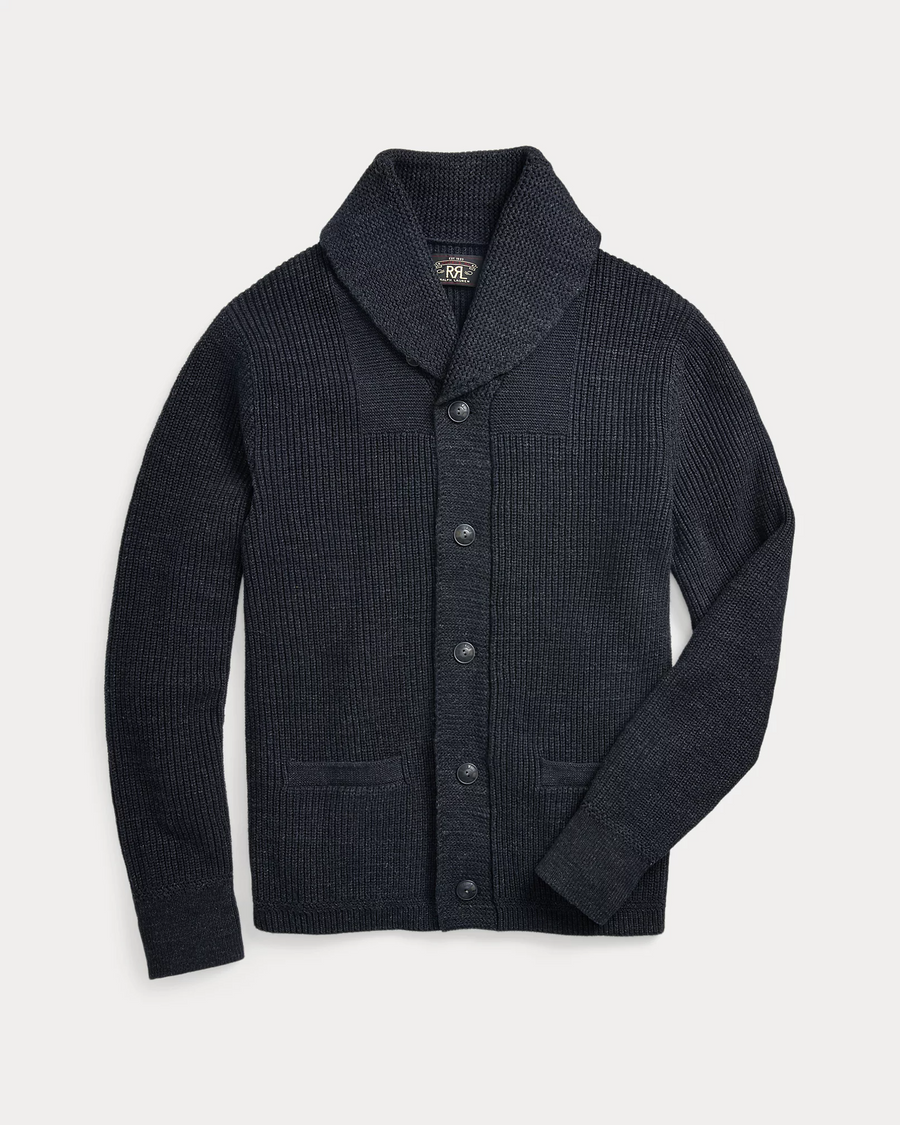 Ralph Lauren - Cotton/wool Shawl Collar Cardigan Sweater - Dark Navy Heather