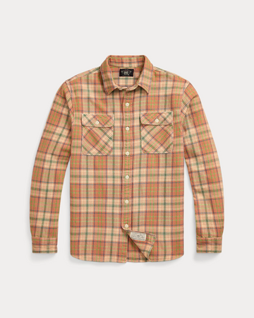 Ralph Lauren - Long-sleeve Cotton Plaid Twill Matlock Workshirt Rl-719 - Orange Multi