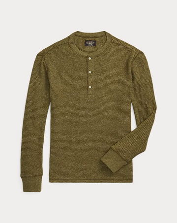 Ralph Lauren - Long-sleeve Cotton Waffle Knit Henley - Olive