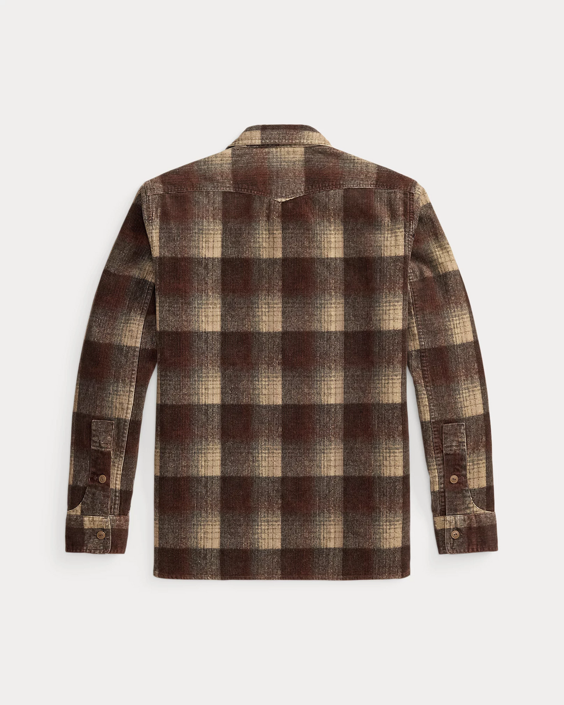 Double RL - Plaid-Print Corduroy Workshirt - Brown/Grey