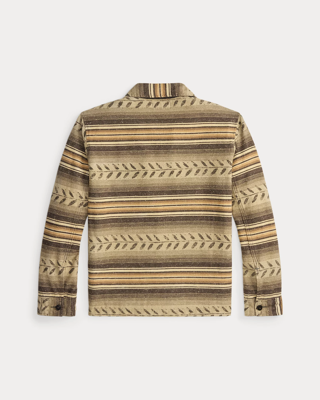 Double RL - Leaf-Print Striped Twill Overshirt - Grey/Brown