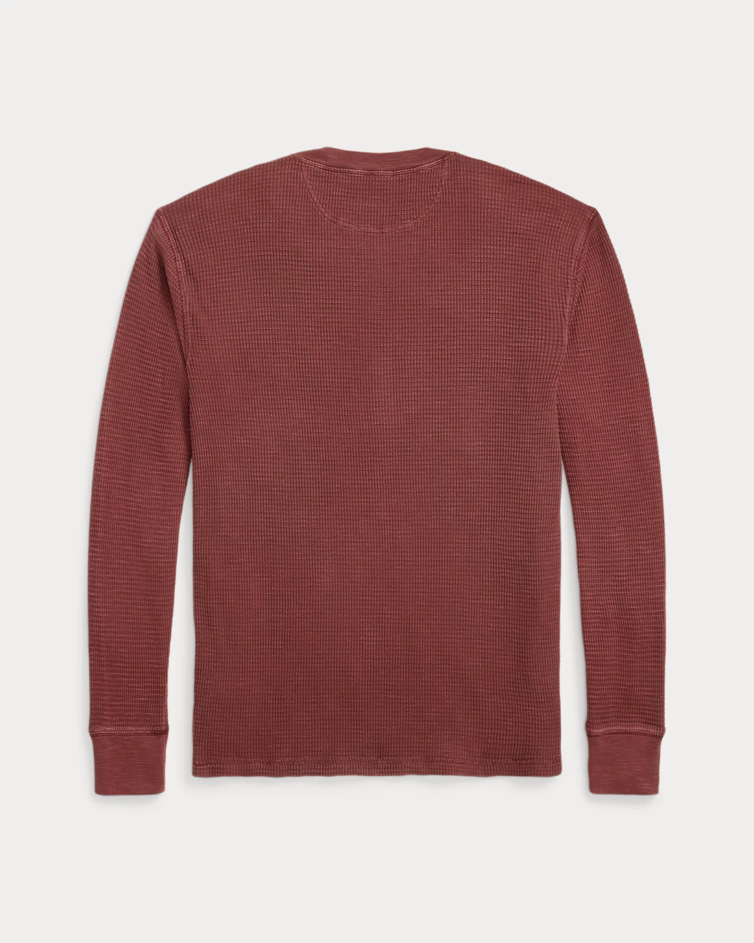 Double RL - Garment-Dyed Waffle-Knit Henley Shirt in Wine