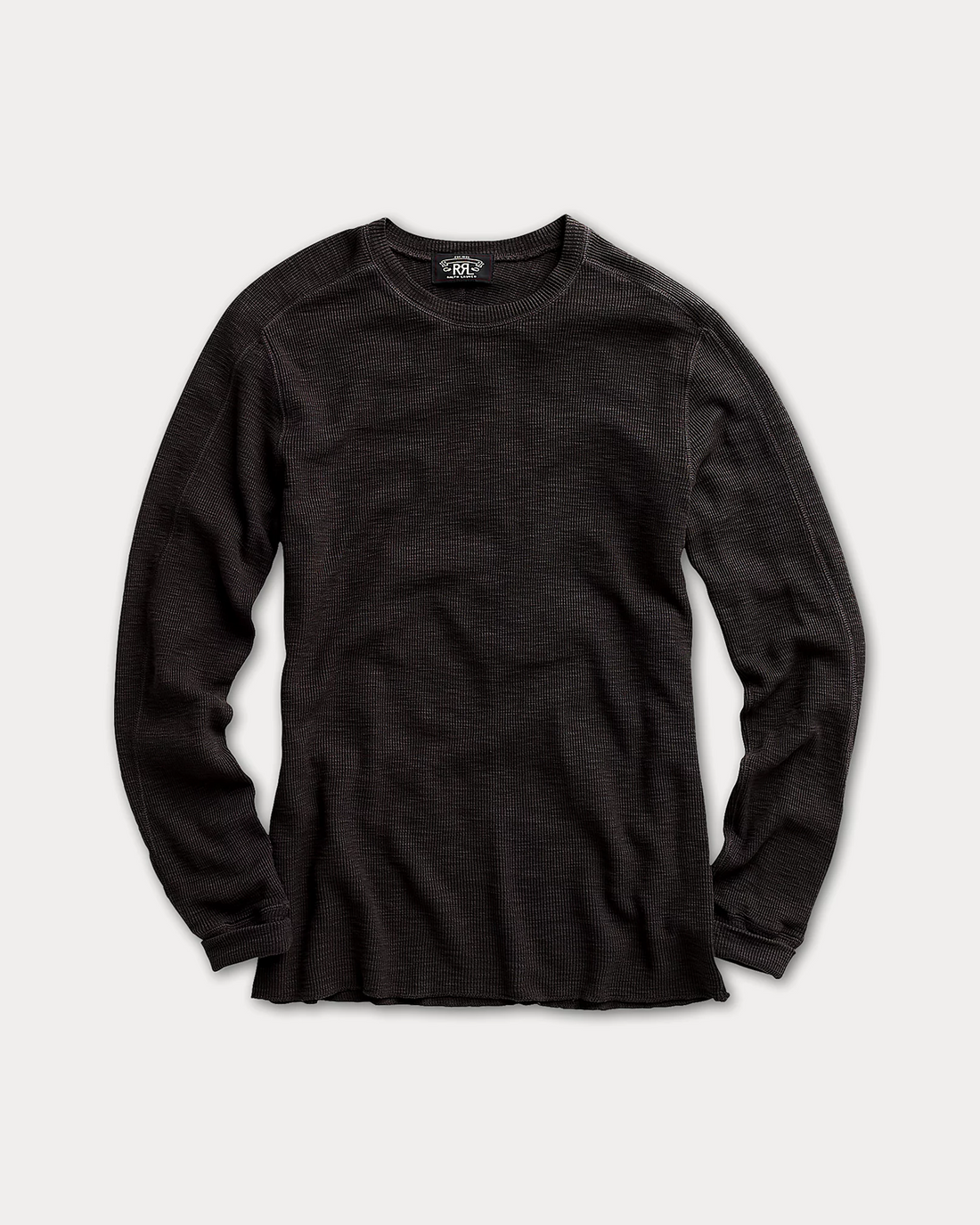 Double RL - Waffle-Knit Crewneck - Faded Black Canvas
