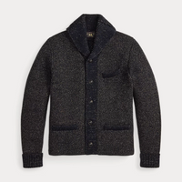 Double RL - Jacquard-Knit Shawl-Collar Cardigan - Navy/Black