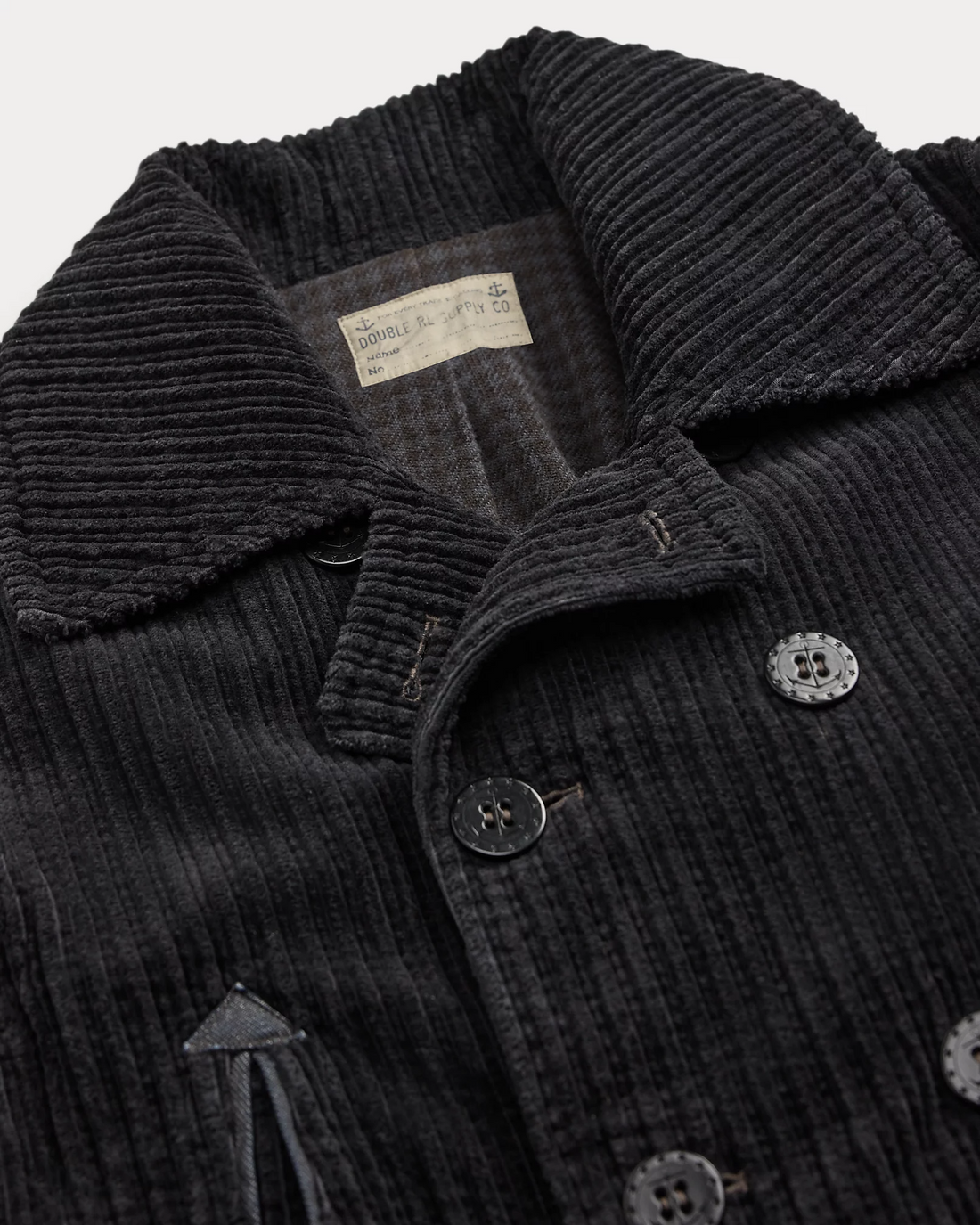 Double RL - Denim-Trim Corudory Peacoat in Vintage Navy