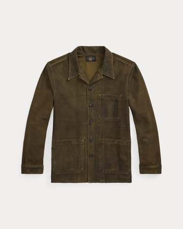 Double RL - Reverse-Sateen Overshirt in Washed Brown