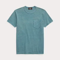 Double RL - Indigo Jersey Pocket T-Shirt in Washed Blue Indigo
