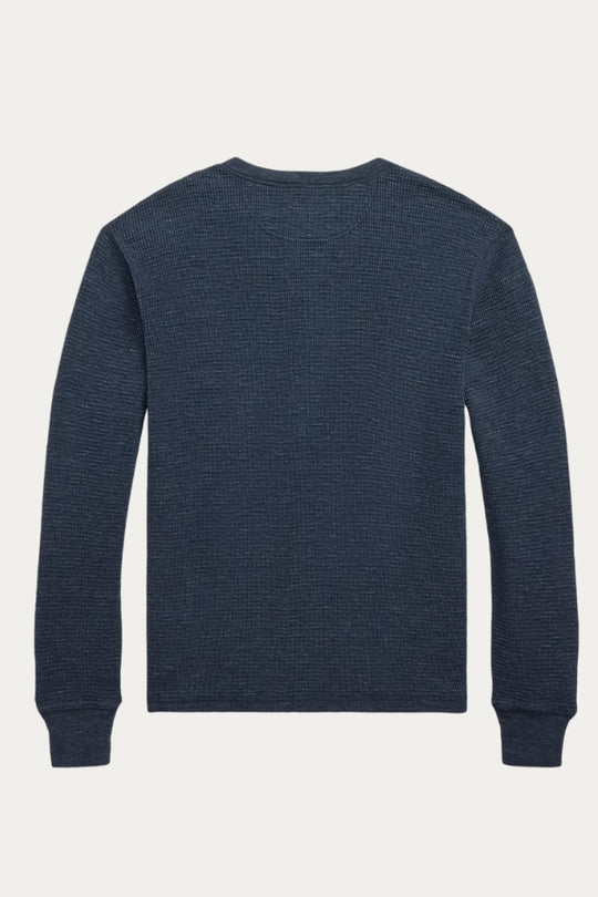 Ralph Lauren -Long Sleeve Cotton Waffle Knit Henley -  Navy Heather