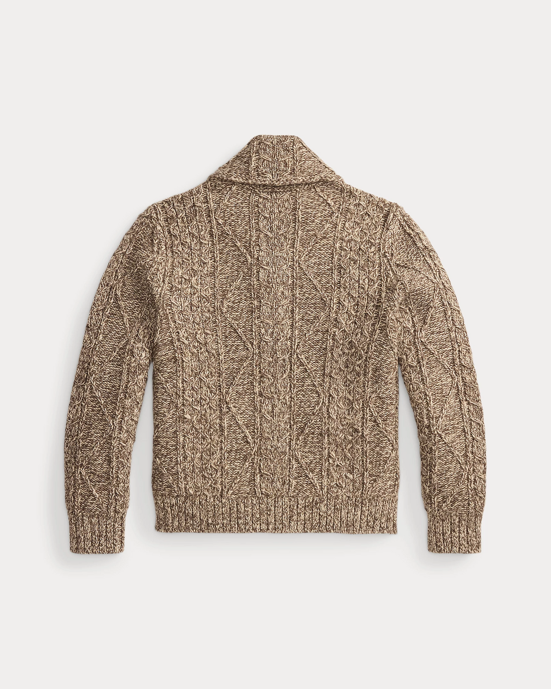 Double RL - Cable Wool-Blend Full-Zip Sweater - Brown/Cream Marl