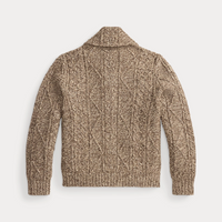 Double RL - Cable Wool-Blend Full-Zip Sweater - Brown/Cream Marl