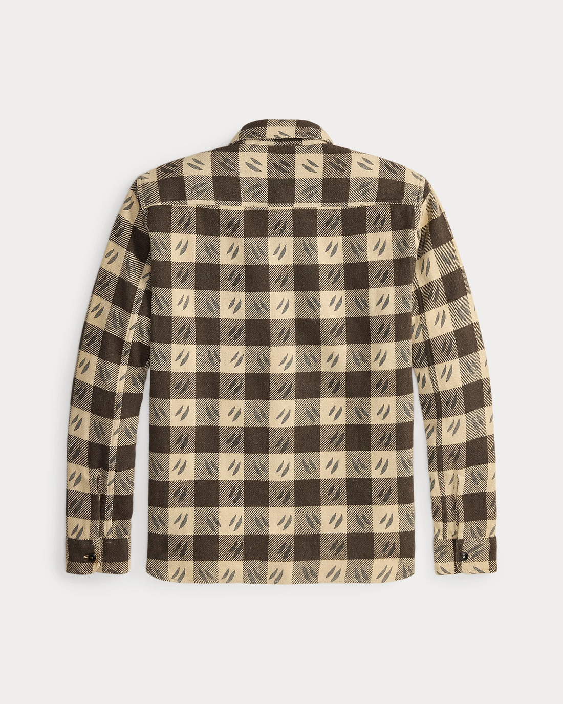 Double RL - Leaf-Print Checked Twill Workshirt - Brown/Cream