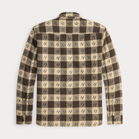 Double RL - Leaf-Print Checked Twill Workshirt - Brown/Cream
