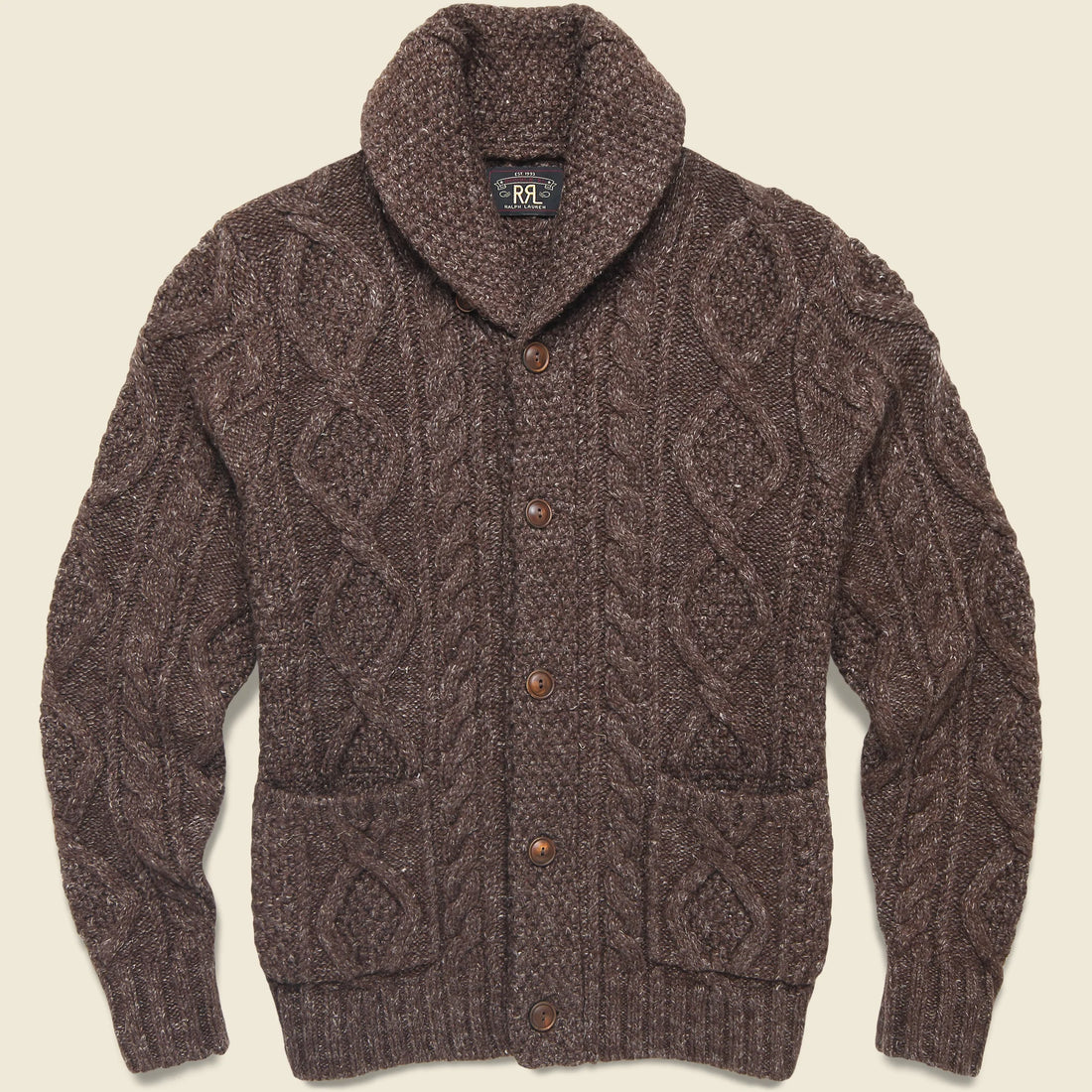 Double RL Cable Shawl Cardigan