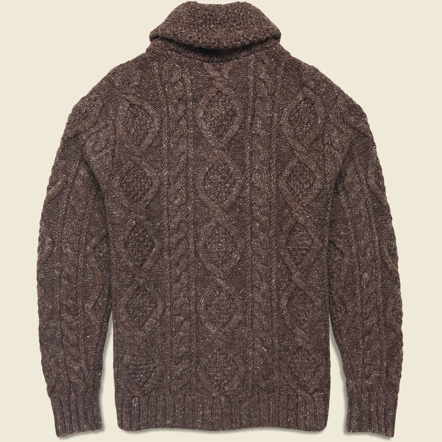 Double RL Cable Shawl Cardigan