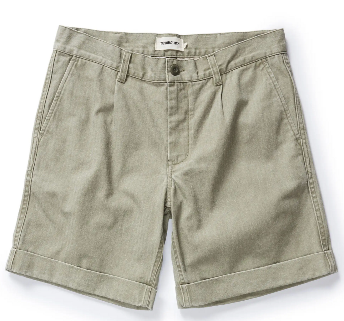 Taylor Stitch - The Matlow Short in Arid Eucalyptus Washed Herringbone