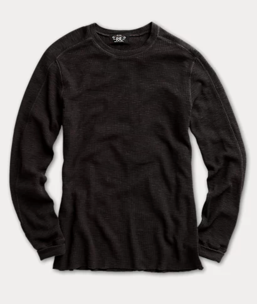 Double RL - Textured Crewneck in Faded Black