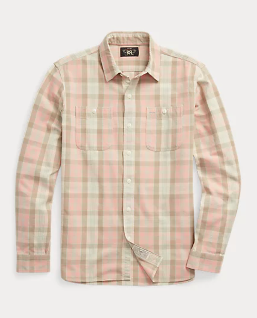 Double RL - Plaid Woven Workshirt in Pink Multi
