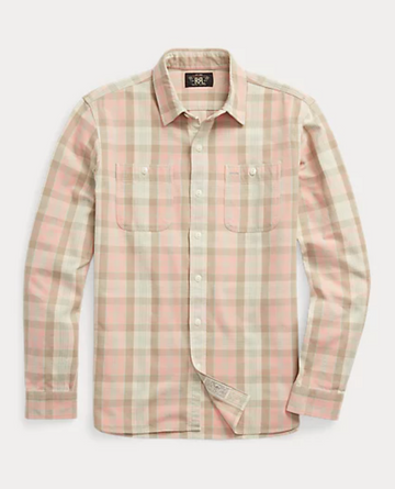 Double RL - Plaid Woven Workshirt in Pink Multi