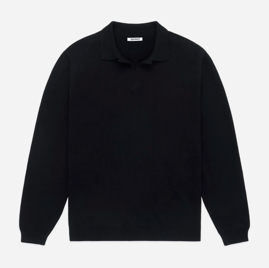 3sixteen - Long Sleeve Knit Polo in Black – Fountainhead NY 3sixteen - Long Sleeve Knit Polo in Black – Fountainhead NY