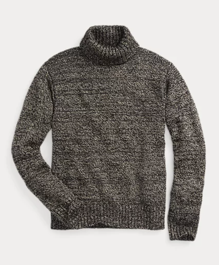 Double RL - Marled Wool-Blend Turtleneck Sweater in Salt Pepper Marl