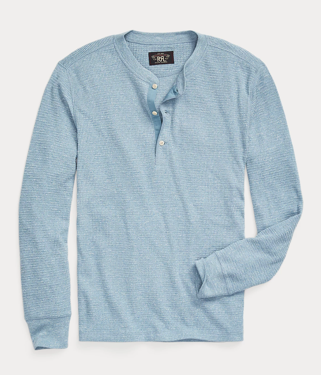 Double RL - Garment-Dyed Waffle-Knit Henley Shirt in Blue Heather –  Fountainhead NY