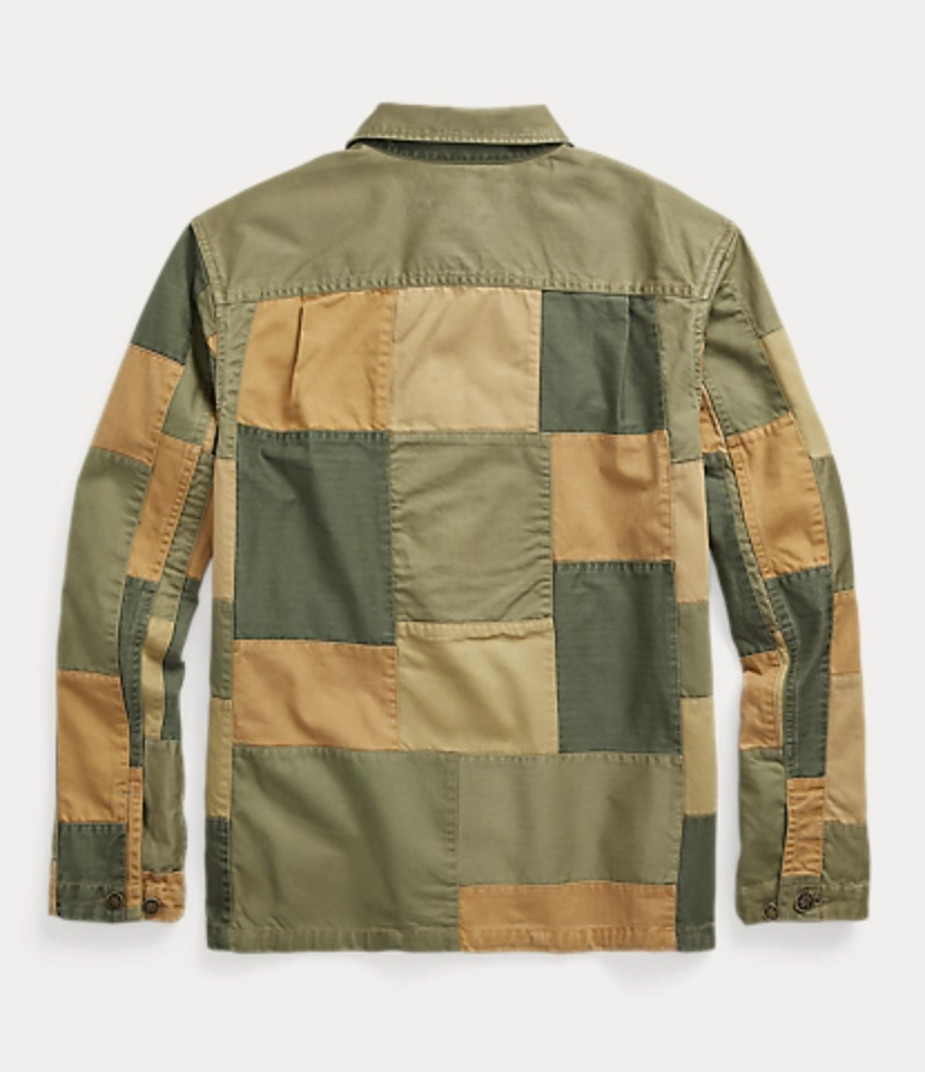 Double RL - Limited-Edition Patchwork Overshirt in Olive Multi