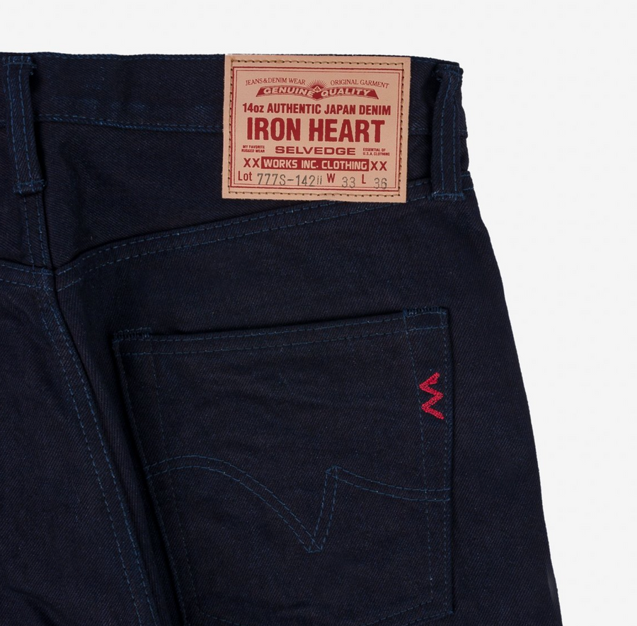 Iron Heart - 14oz Selvedge Denim Slim Tapered Cut Jeans - Indigo/Indigo