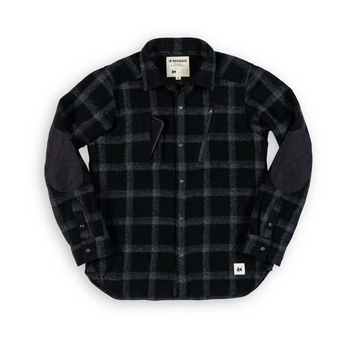 Beringia - Farallon Wool Plaid Shirt in Black Plaid