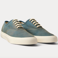 Double RL - Washed Canvas Sneaker in Faded Blue