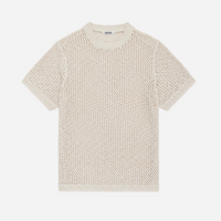 3sixteen - Knit T-Shirt in Ecru Flamme Mesh