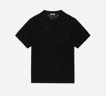 3sixteen - Knit T-Shirt in Black Flamme Mesh