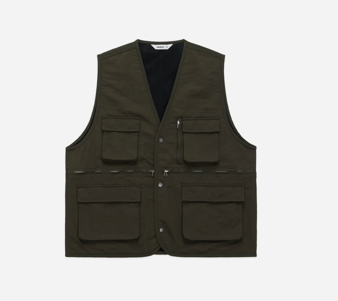 3sixteen - Field Vest in Olive Wrinkle Nylon