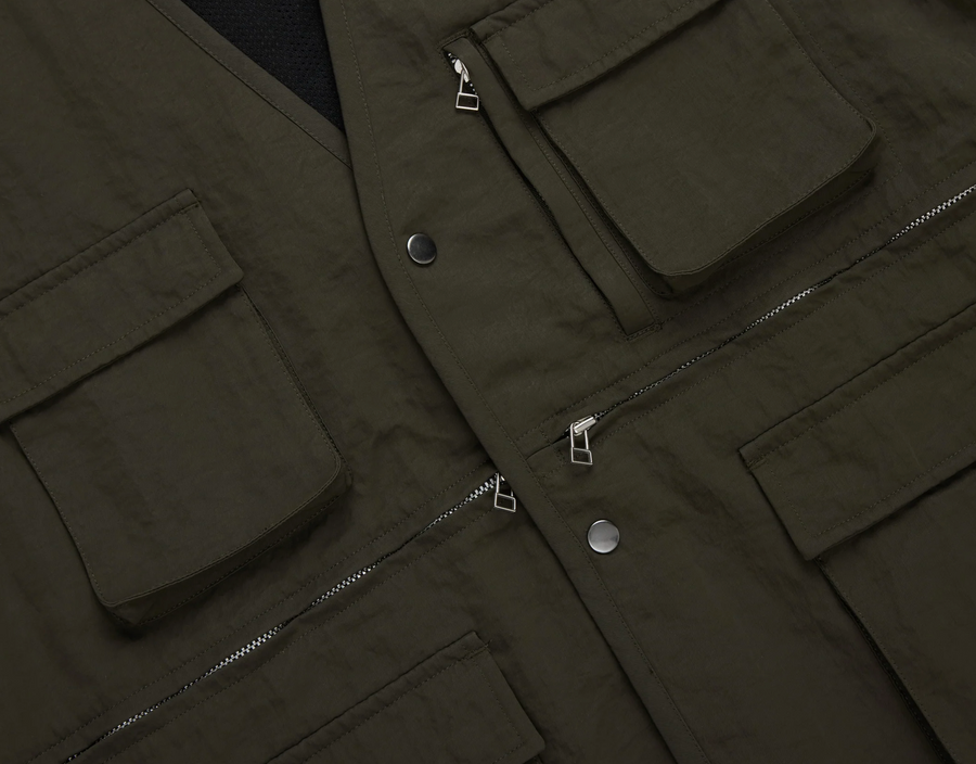 3sixteen - Field Vest in Olive Wrinkle Nylon