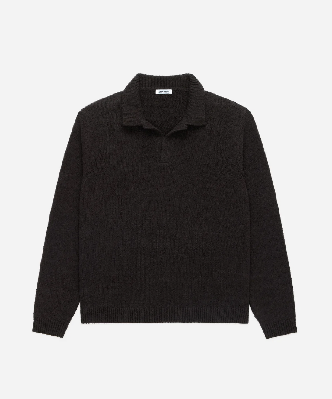 3sixteen - Long Sleeve Knit Polo in Bark Boucle