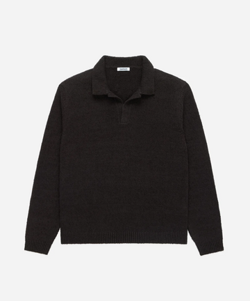 3sixteen - Long Sleeve Knit Polo in Bark Boucle