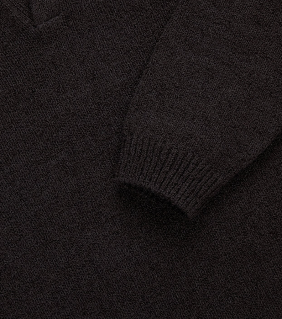 3sixteen - Long Sleeve Knit Polo in Bark Boucle