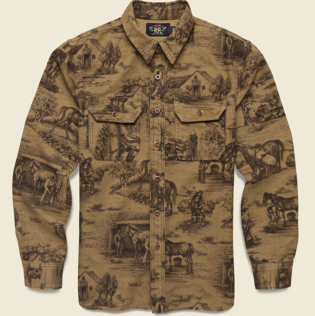 Double RL - Moleskin Stables Sport Shirt in Brown