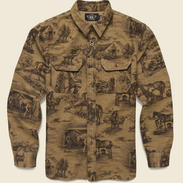 Double RL - Moleskin Stables Sport Shirt in Brown