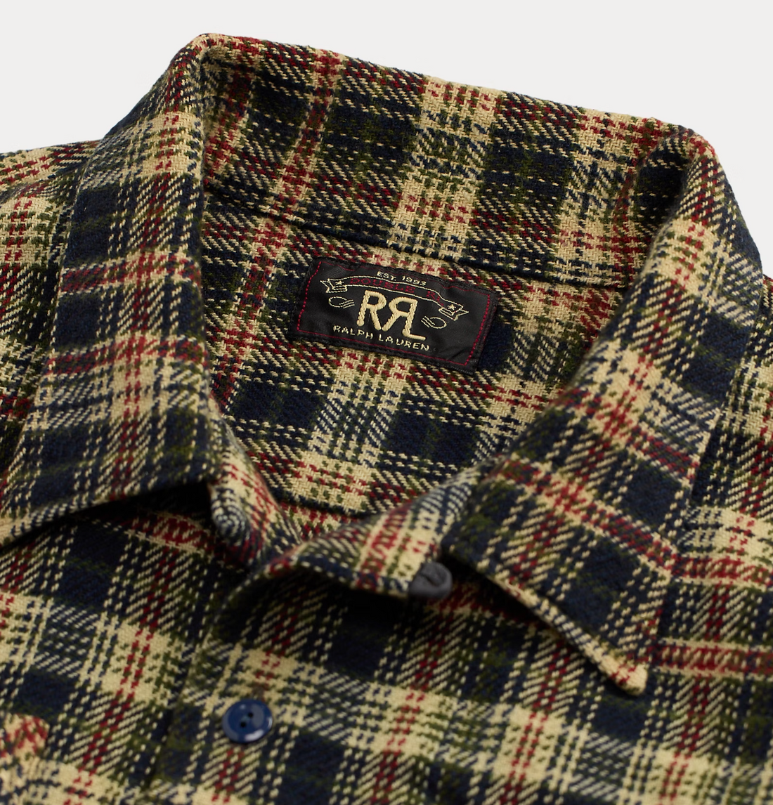 Double RL - Plaid Twill Camp Shirt in Rl 768 Navy Multi