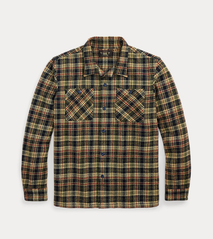 Double RL - Plaid Twill Camp Shirt in Rl 768 Navy Multi