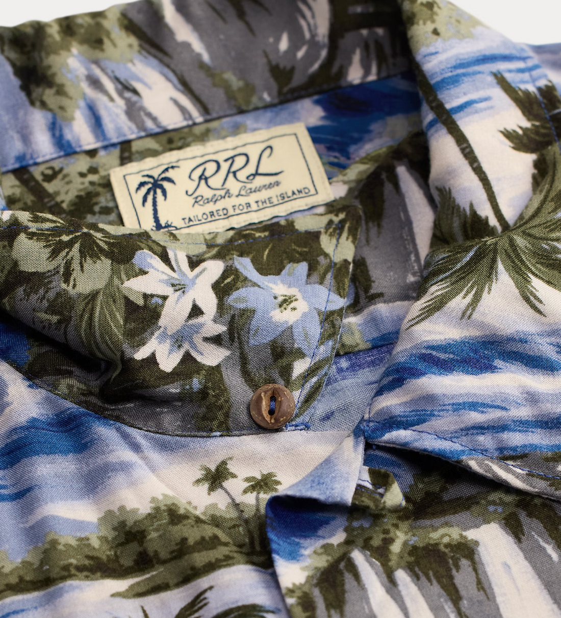Double RL - Tropical-Print Camp Shirt in Blue Multi