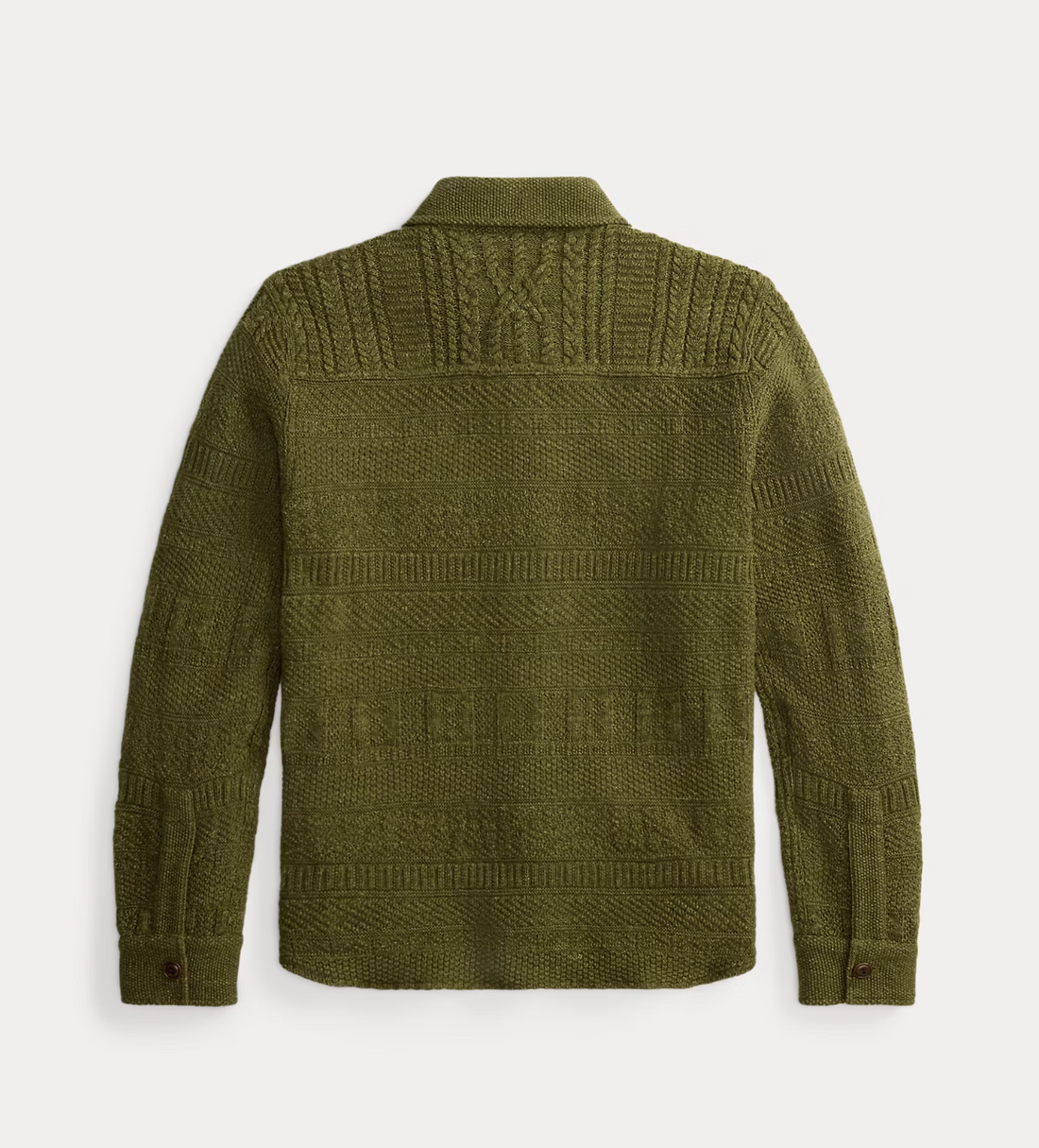 Double RL - Cotton-Wool Workshirt Sweater in Olive Green Heather