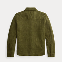 Double RL - Cotton-Wool Workshirt Sweater in Olive Green Heather