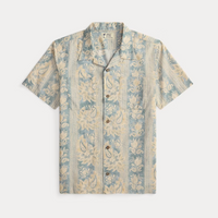 Double RL - Floral-Paisley Linen-Cotton Shirt in  Indigo Blue/Multi