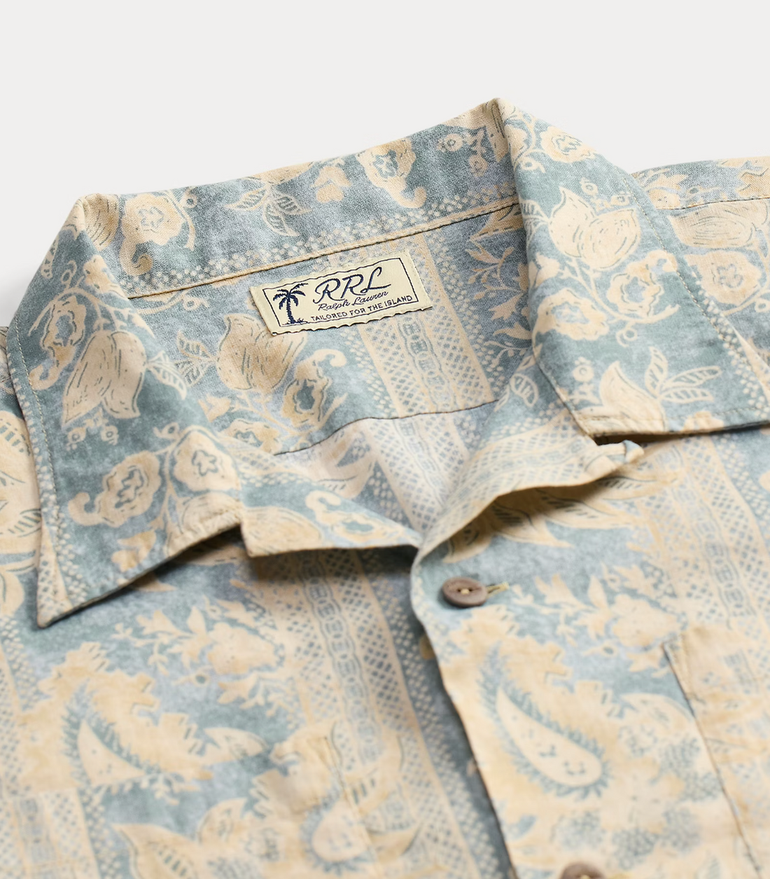 Double RL - Floral-Paisley Linen-Cotton Shirt in  Indigo Blue/Multi
