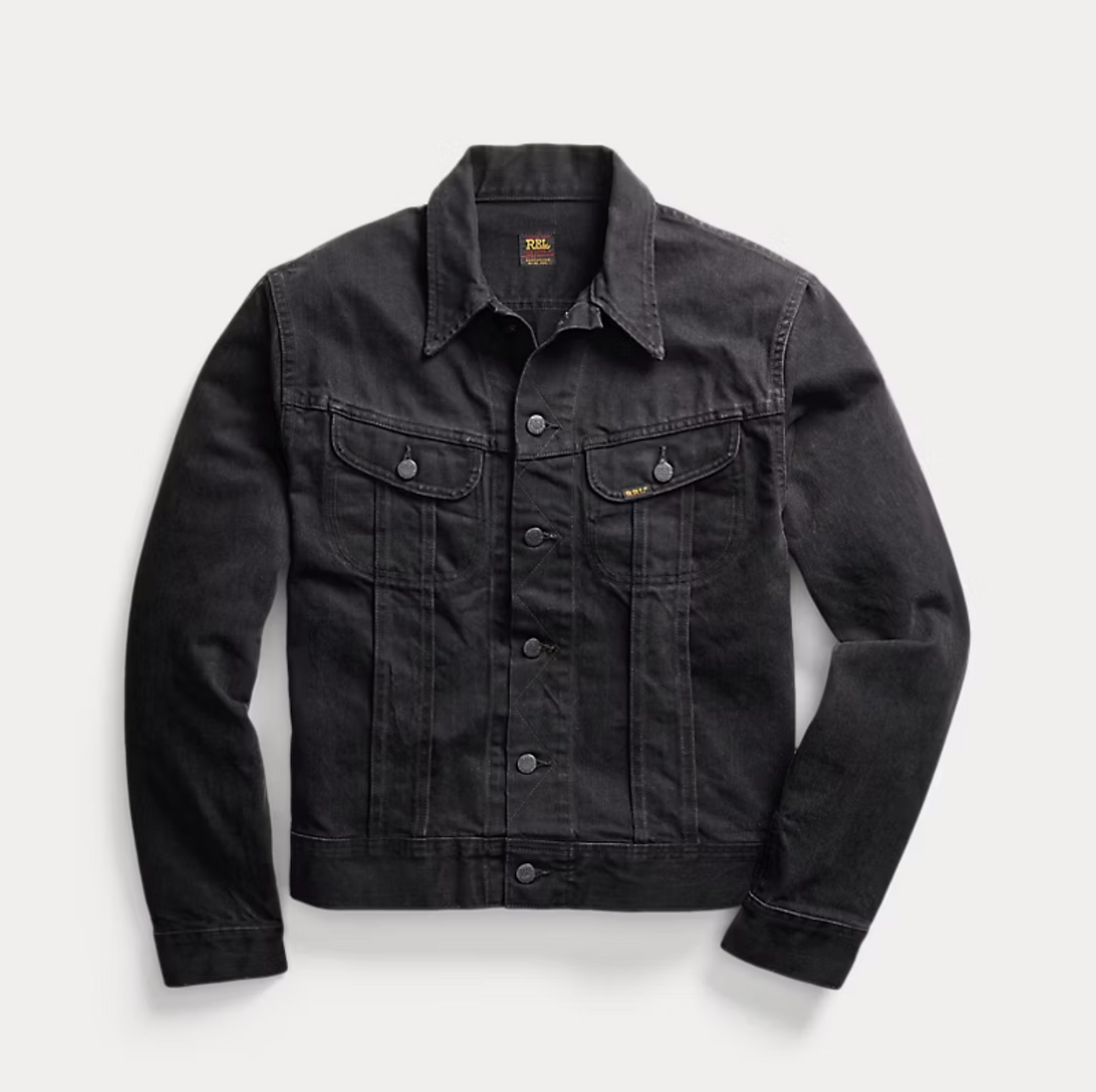 Double RL - Worn In Black Denim Trucker Jacket