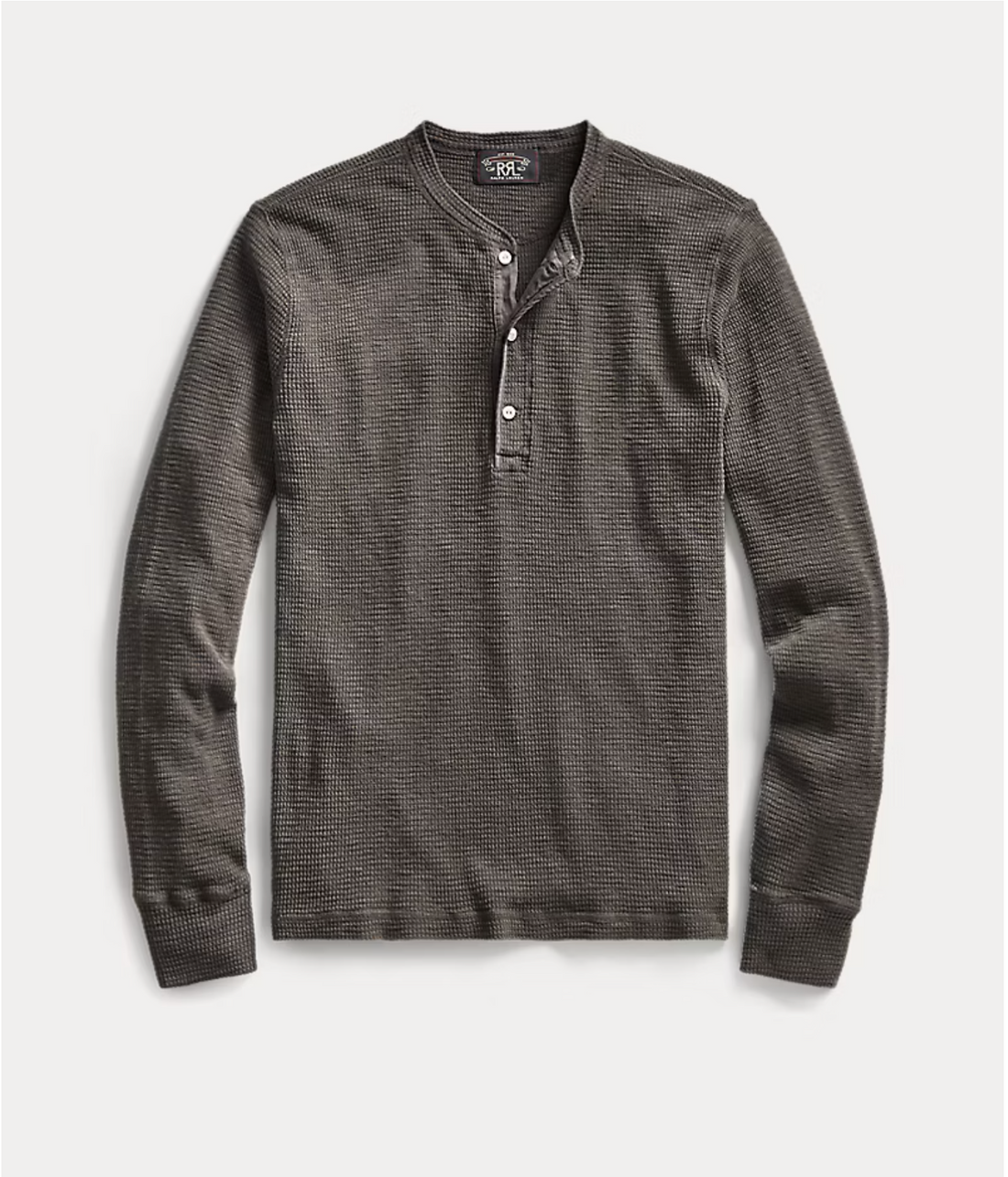 Double RL - Waffle-Knit Cotton Henley Long Sleeve Shirt