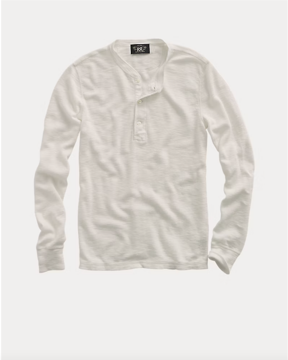 Double RL - Waffle-Knit Cotton Henley Long Sleeve Shirt