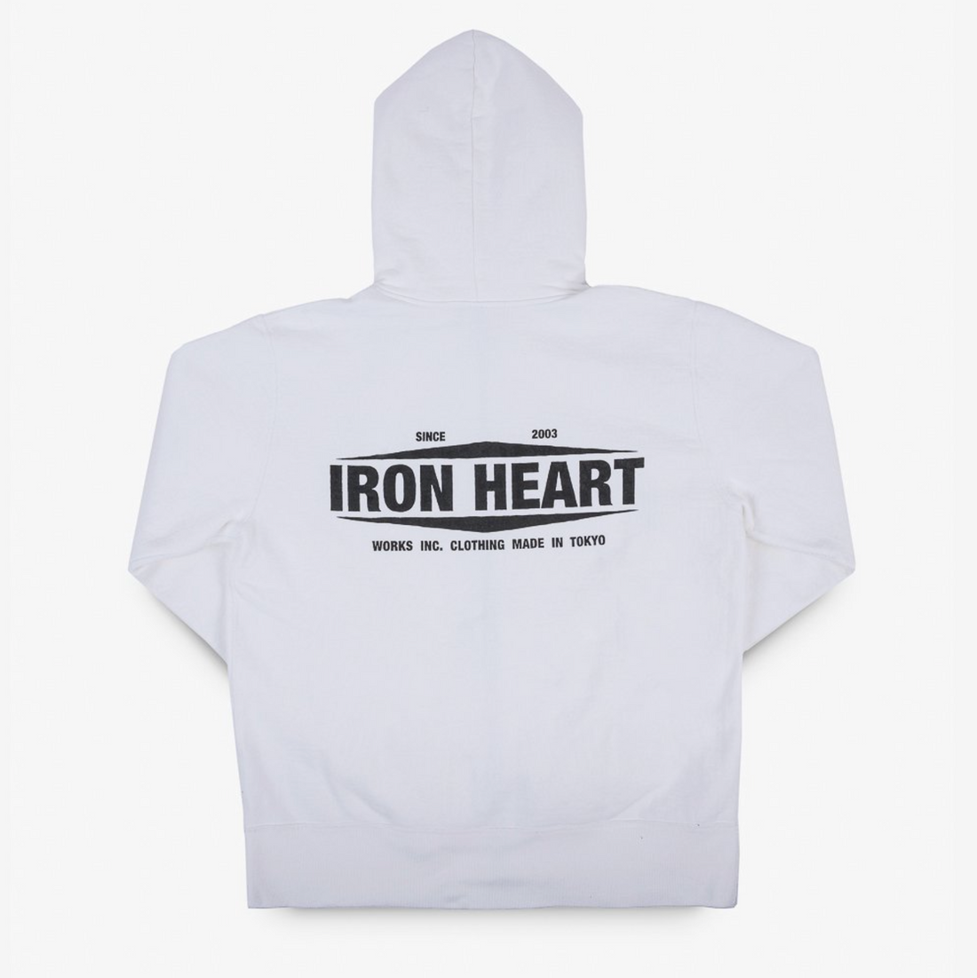 Iron Heart - Printed 14oz Ultra Heavyweight Loopwheel Cotton Zippered Hoodie - White