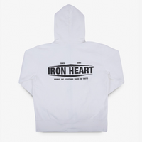 Iron Heart - Printed 14oz Ultra Heavyweight Loopwheel Cotton Zippered Hoodie - White